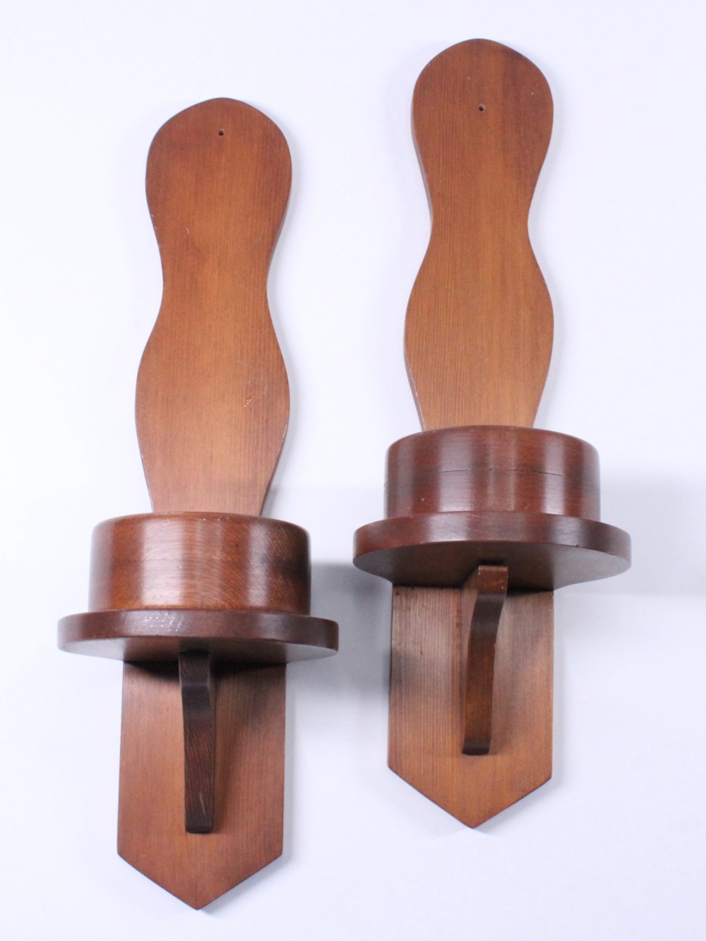 Vintage Solid Wood Candle Wall Sconce Pair for Tapered and Pillar Candles
